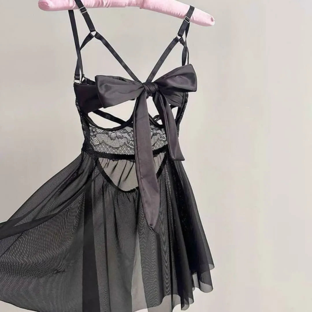 Soft Elegance Satin & Sheer Ensemble Lingerie Set