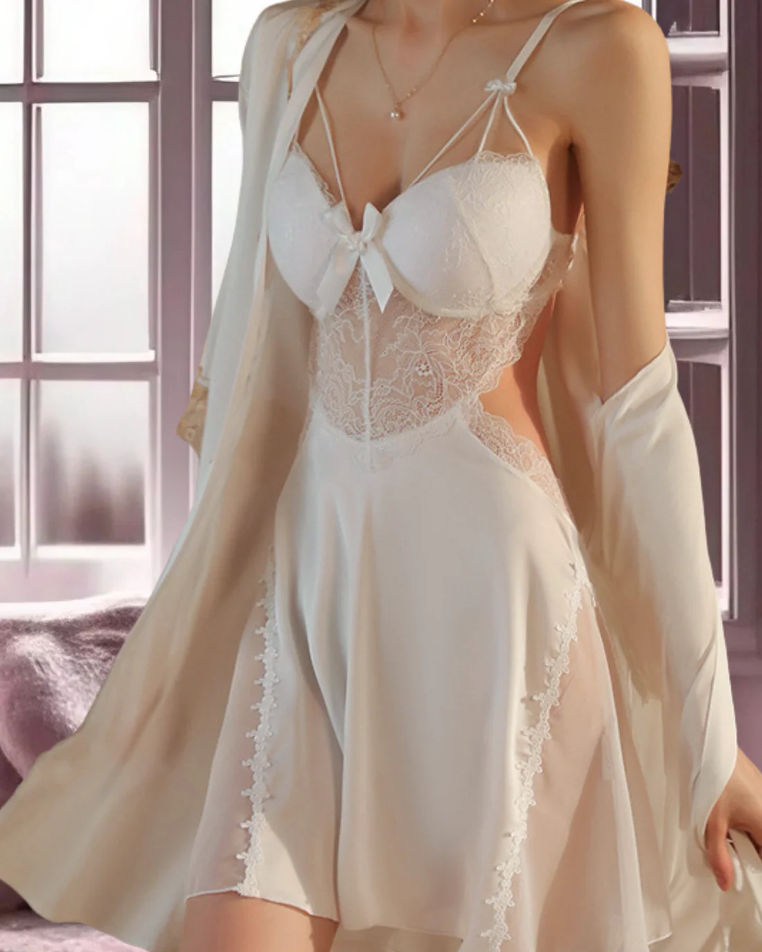 SENCIA LULU & SKY White NightGown Set