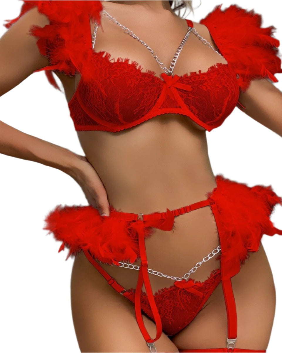 Angel Gone Wild Feather & Chain Lingerie