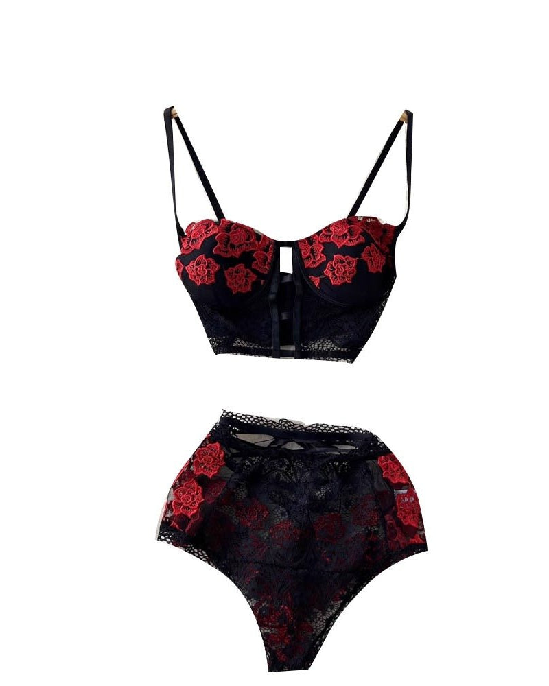 Crimson Bloom Lingerie Set