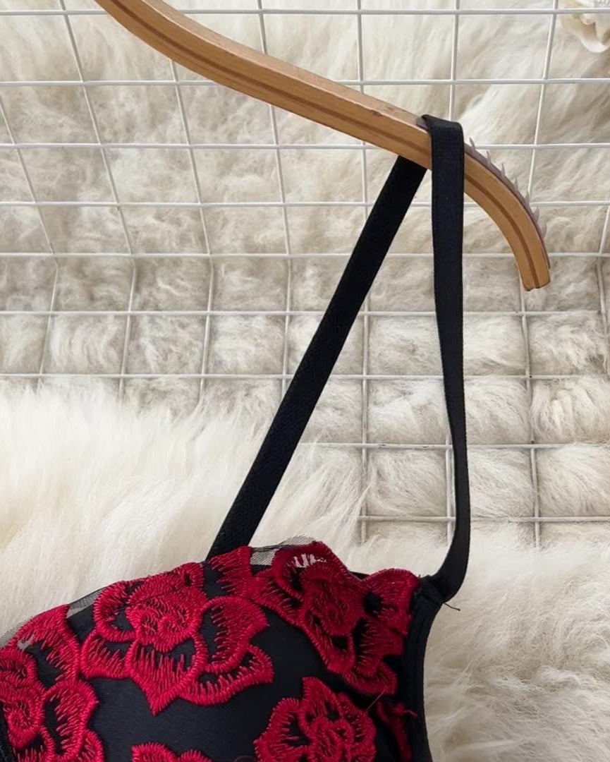 Crimson Bloom Lingerie Set